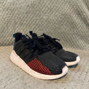 Boys Adidas Black and Red Sneakers with Breathable Mesh